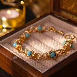 18 KT Gold Over Titanium Turquoise Bracelet